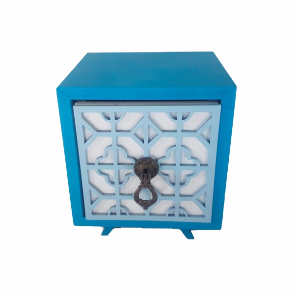 Mini Cômoda Azul Gaveta trabalhada